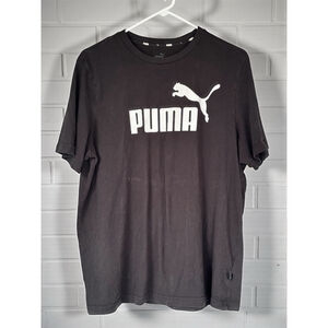 Puma Men’s Large Black Cat Logo Essential Crew Neck Short Sleeve Tee Athleisure